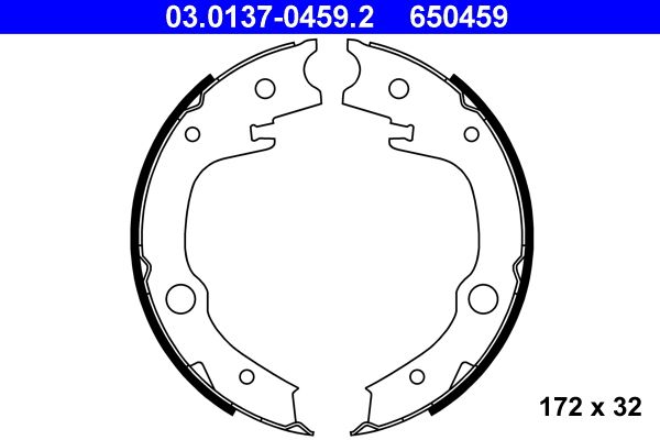 ATE 03.0137-0459.2 Brake shoe set, parking brake
