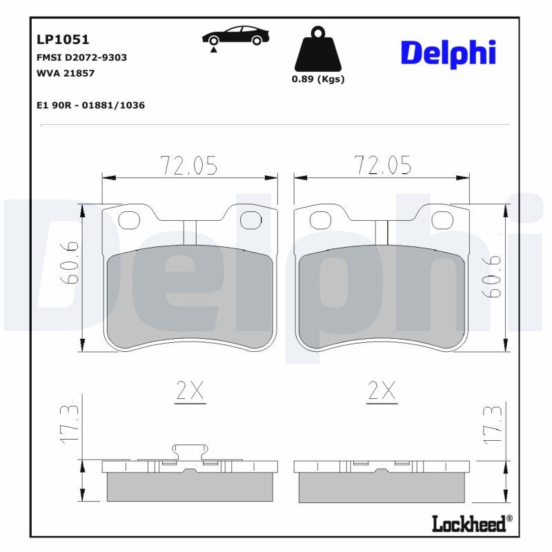 DELPHI LP1051 Brake pad set, disc brake