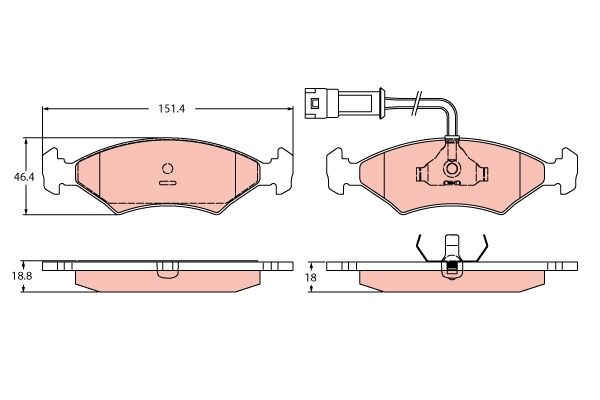 TRW GDB2438 Stabdžių trinkelių rinkinys, diskinis stabdys