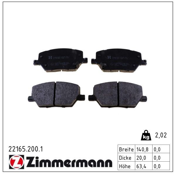 ZIMMERMANN 22165.200.1 Brake pad set, disc brake