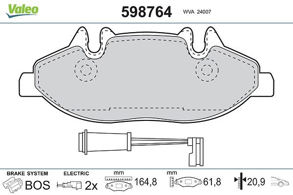 VALEO 598764 Brake pad set, disc brake