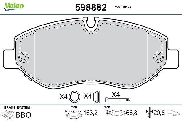 VALEO 598882 Brake pad set, disc brake