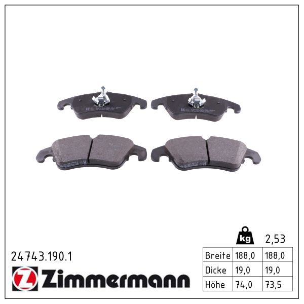 ZIMMERMANN 24743.190.1 Brake pad set, disc brake
