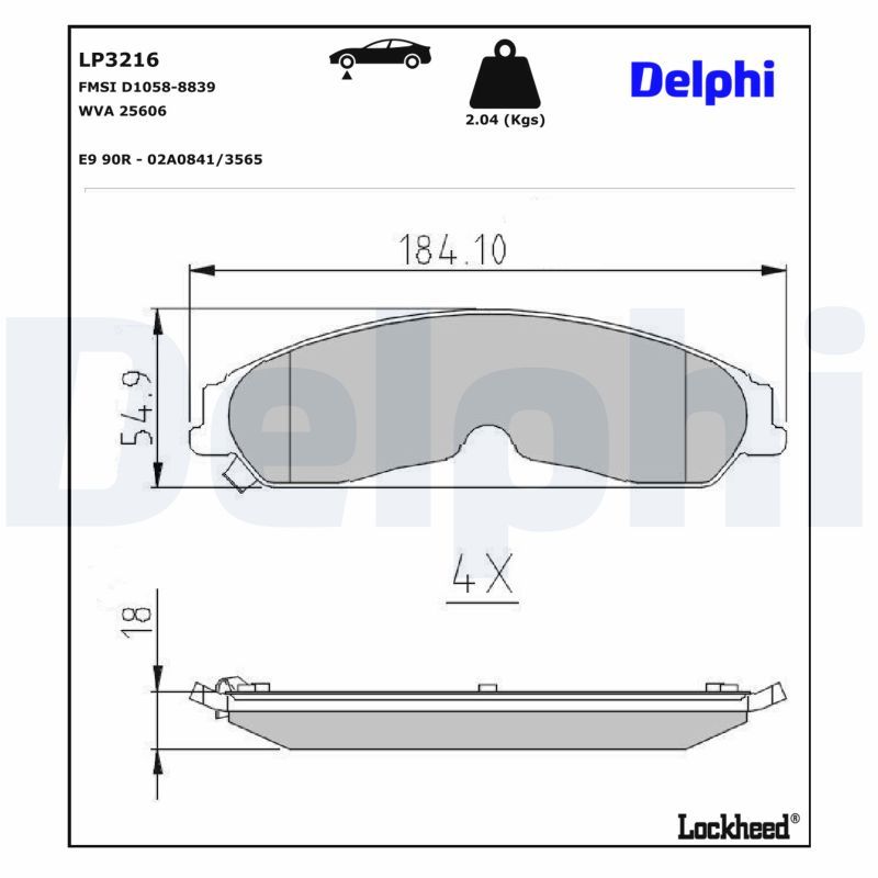 DELPHI LP3216 Brake pad set, disc brake