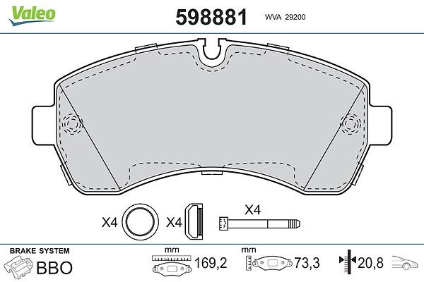 VALEO 598881 Brake pad set, disc brake