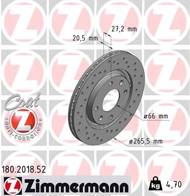 ZIMMERMANN 180.2018.52 Brake disc