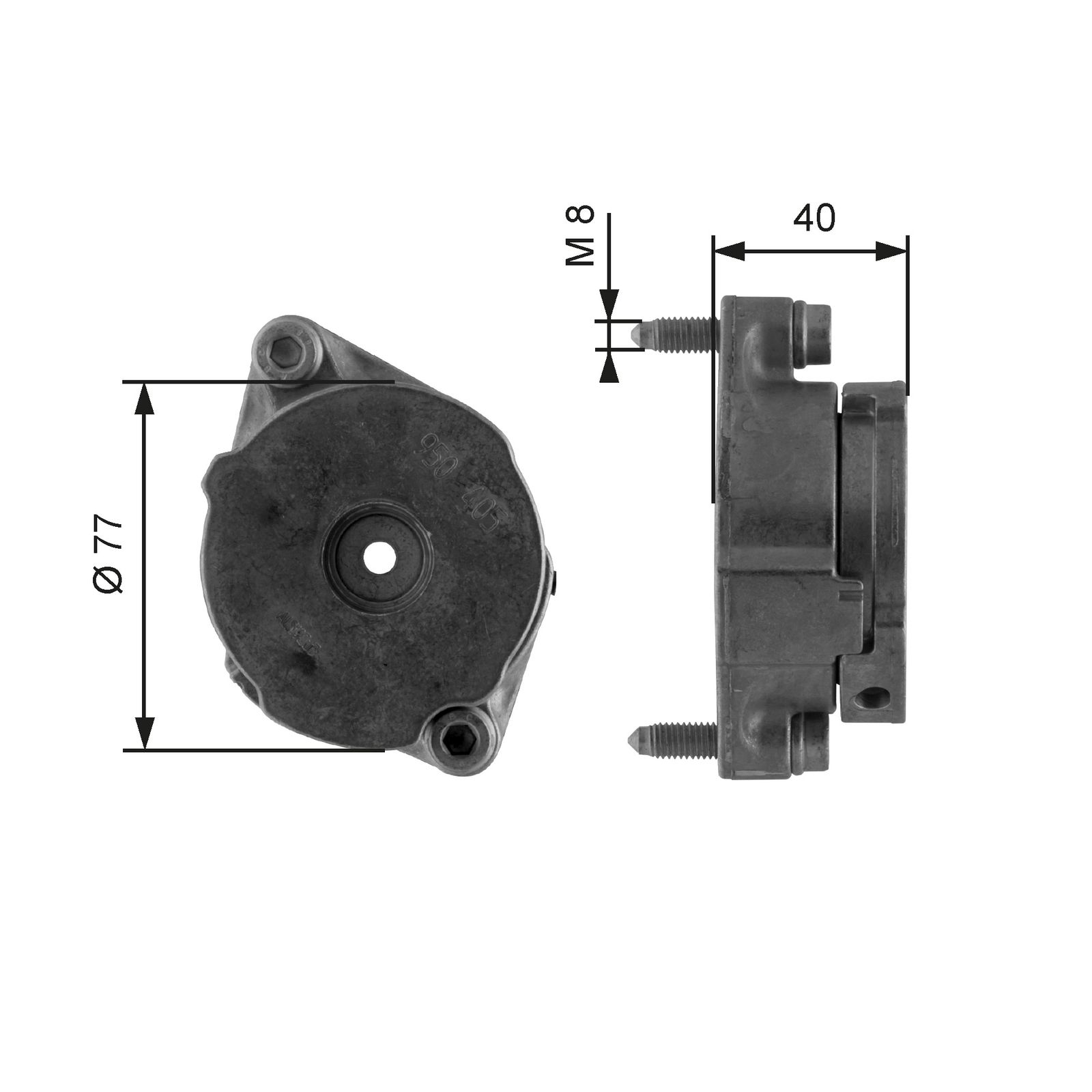 GATES T38345 Belt tensioner, v-ribbed belt