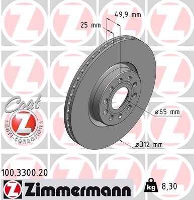 ZIMMERMANN 100.3300.20 Brake disc