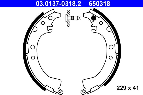 ATE 03.0137-0318.2 Brake shoe set