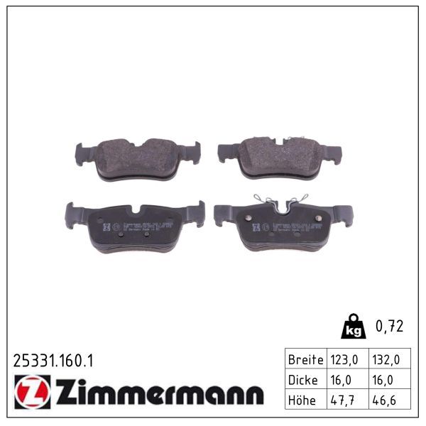 ZIMMERMANN 25331.160.1 Brake pad set, disc brake