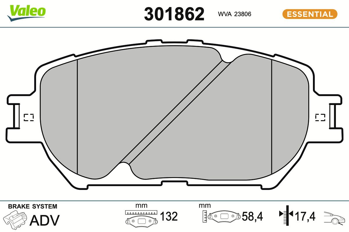 VALEO 301862 Brake pad set, disc brake