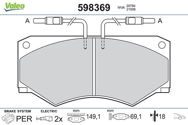VALEO 598369 Brake pad set, disc brake