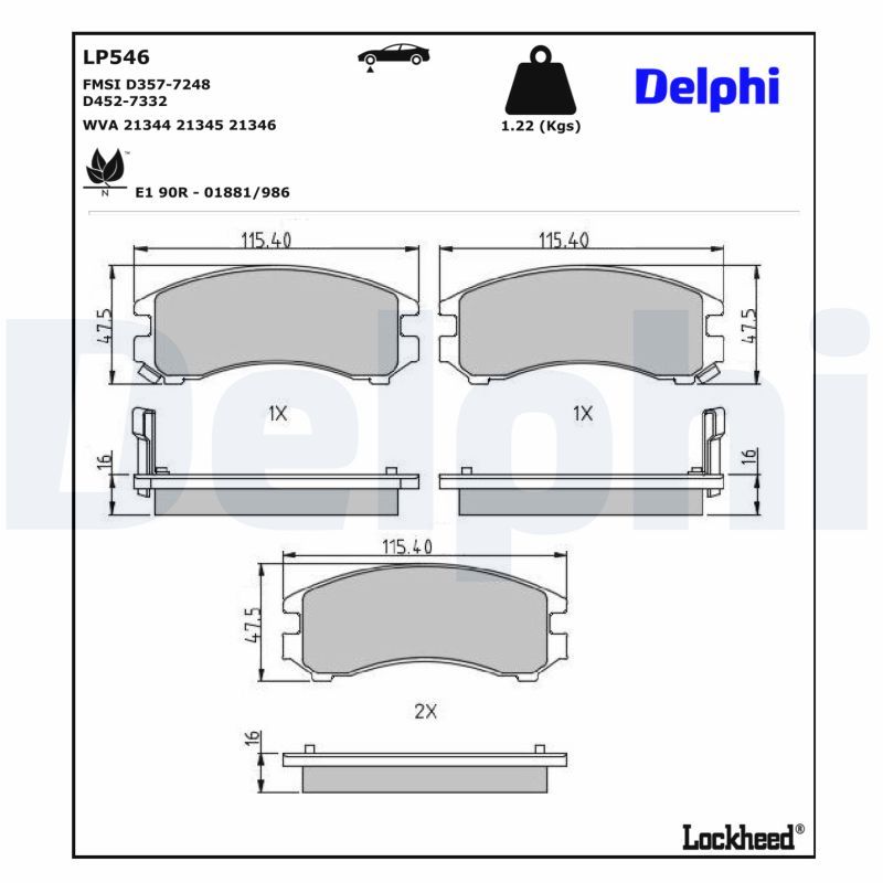 DELPHI LP546 Brake pad set, disc brake