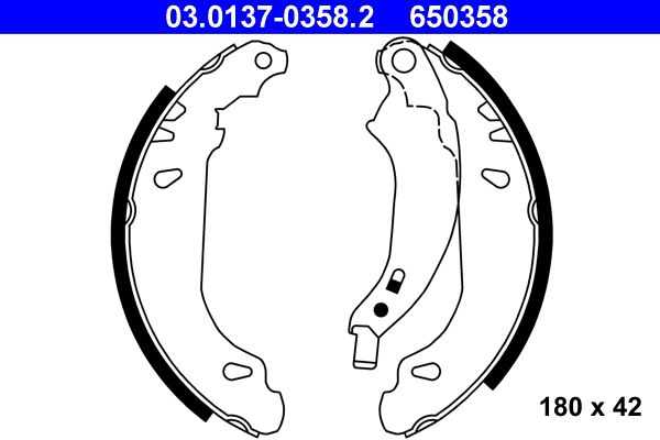 ATE 03.0137-0358.2 Brake shoe set