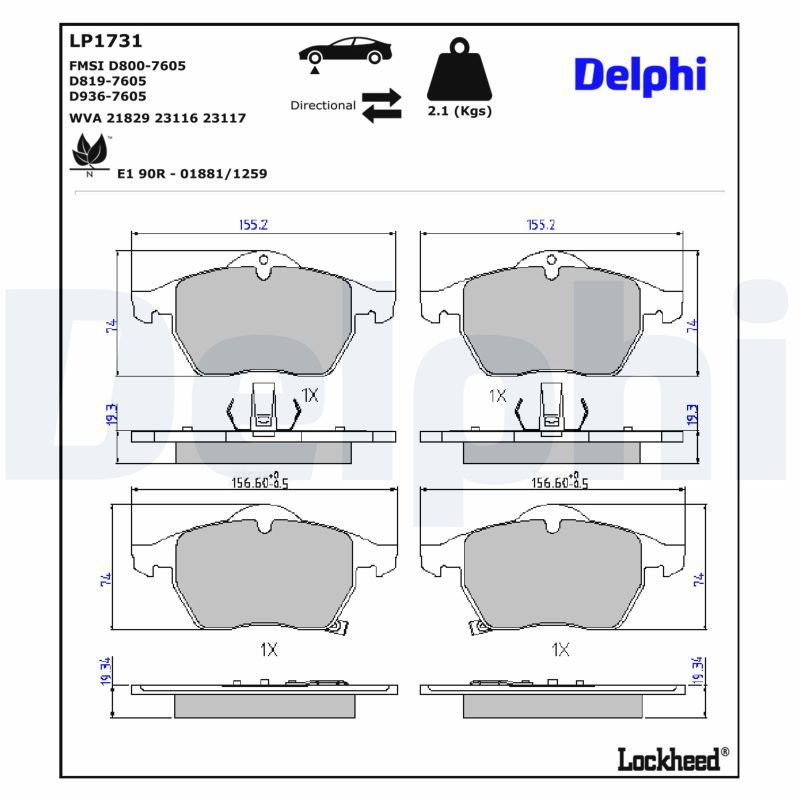 DELPHI LP1731 Brake pad set, disc brake