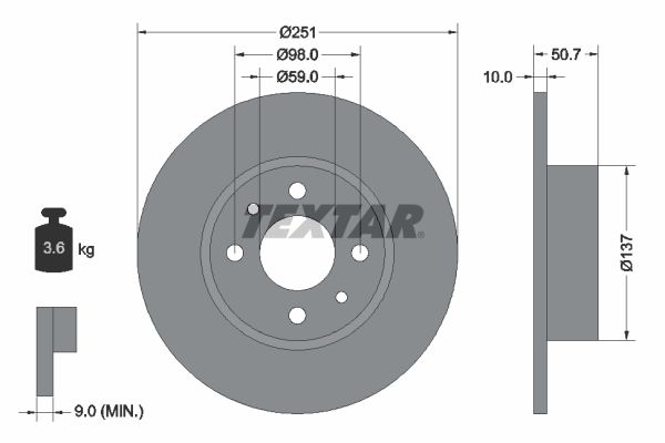 TEXTAR 92034203 Brake disc