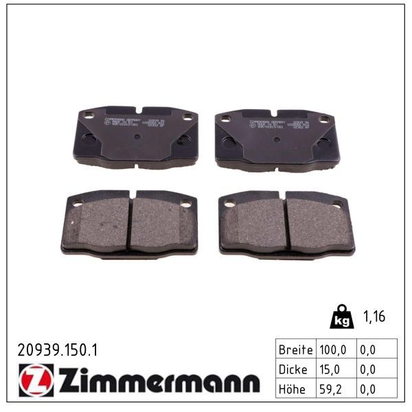 ZIMMERMANN 20939.150.1 Brake pad set, disc brake