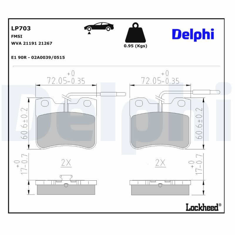 DELPHI LP703 Brake pad set, disc brake