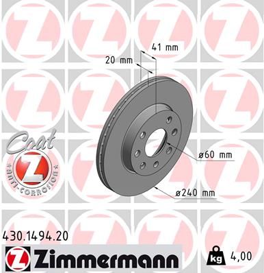 ZIMMERMANN 430.1494.20 Brake disc