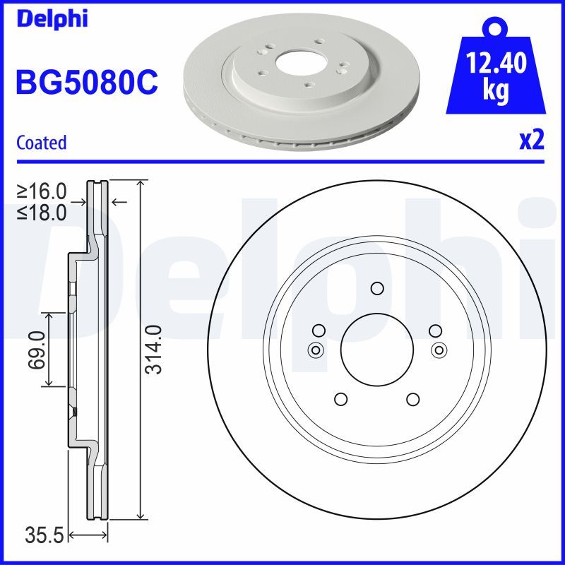 DELPHI BG5080C Brake disc