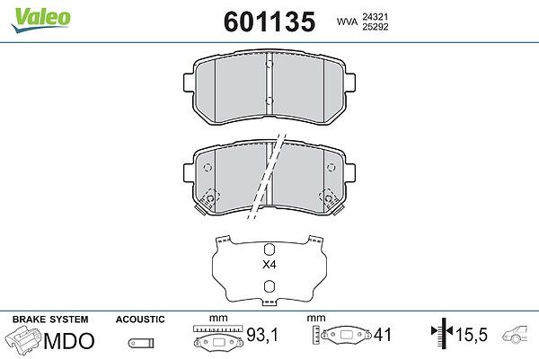 VALEO 601135 Brake pad set, disc brake