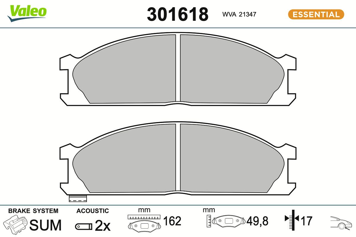 VALEO 301618 Brake pad set, disc brake