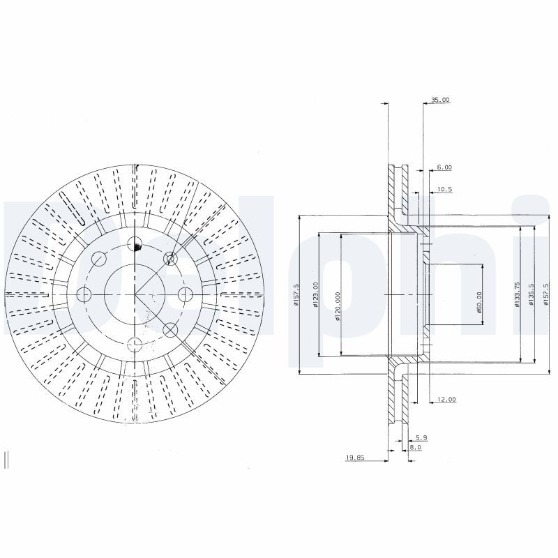 DELPHI BG2636 Brake disc
