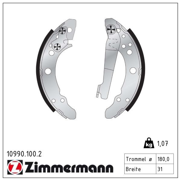 ZIMMERMANN 10990.100.2 Brake shoe set