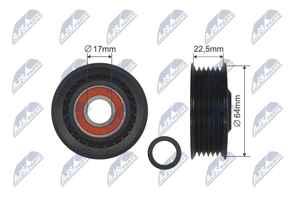 NTY RNK-AU-001 Deflection/guide pulley, v-ribbed belt