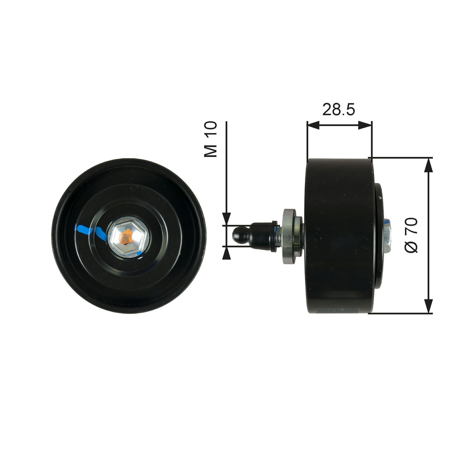 GATES T36335 Deflection/guide pulley, v-ribbed belt