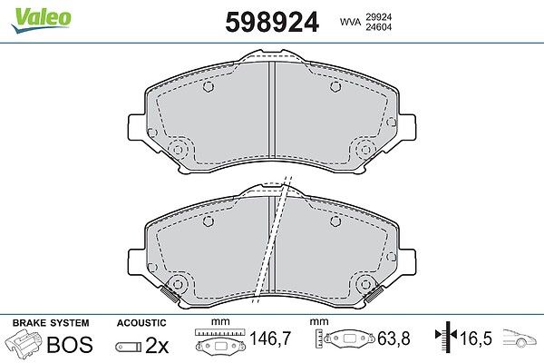 VALEO 598924 Brake pad set, disc brake