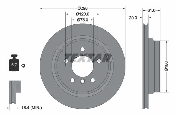 TEXTAR 92075103 Brake disc