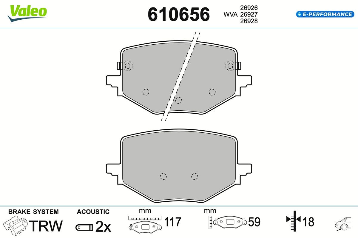 VALEO 610656 Brake pad set, disc brake