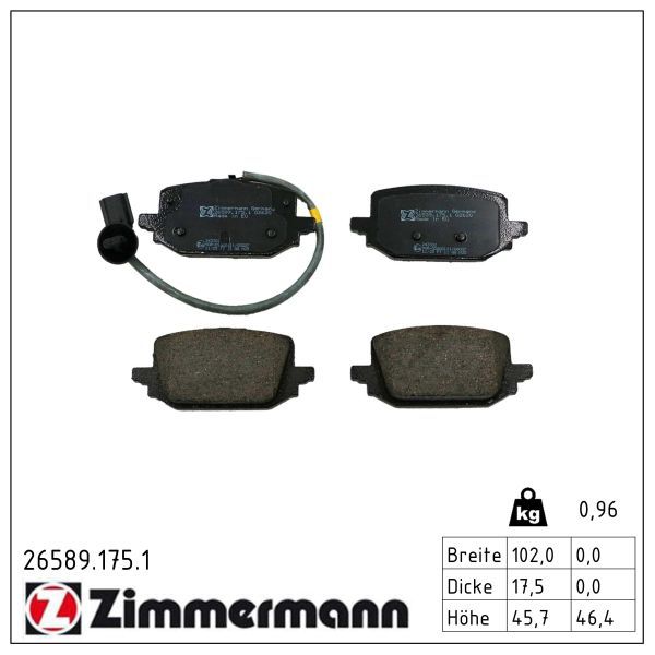 ZIMMERMANN 26589.175.1 Brake pad set, disc brake