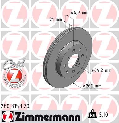 ZIMMERMANN 280.3153.20 Brake disc