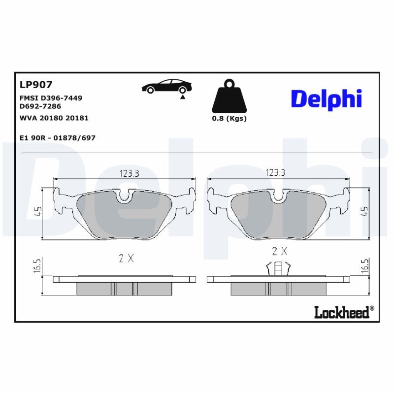DELPHI LP907 Brake pad set, disc brake