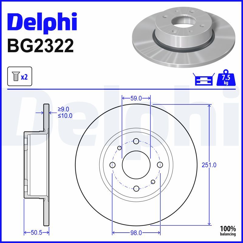 DELPHI BG2322 Brake disc