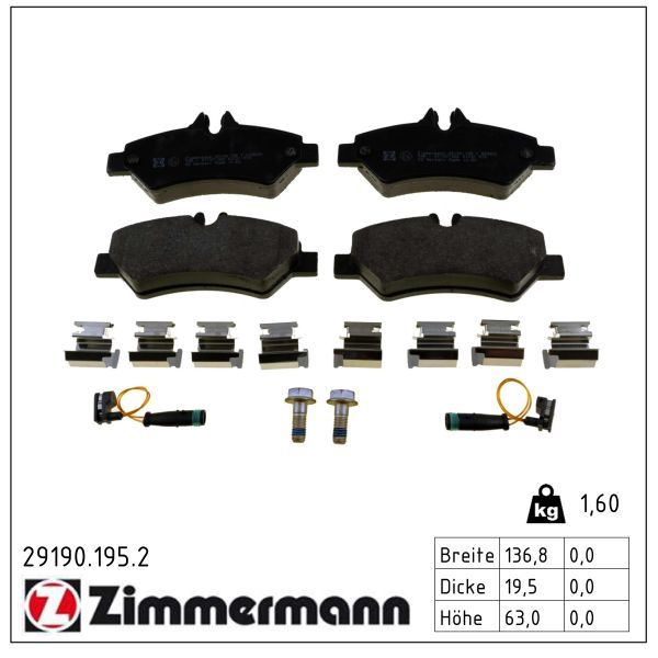 ZIMMERMANN 29190.195.2 Brake pad set, disc brake