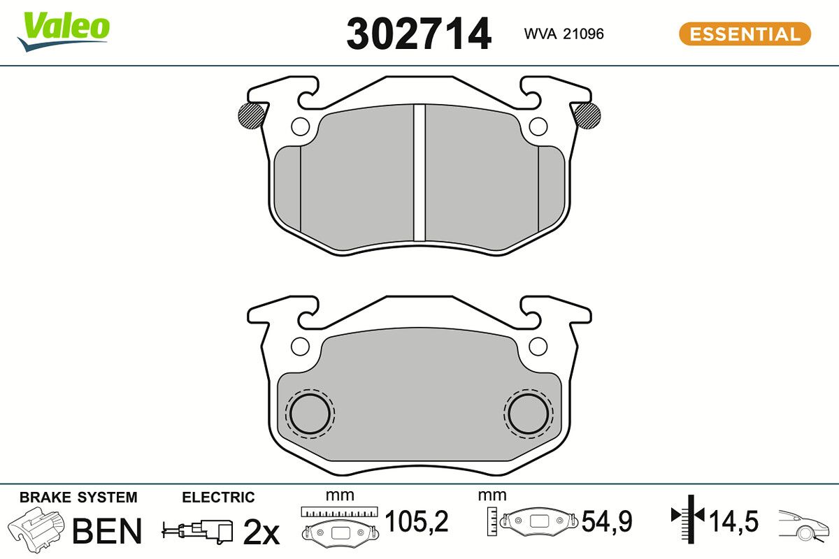 VALEO 302714 Brake pad set, disc brake