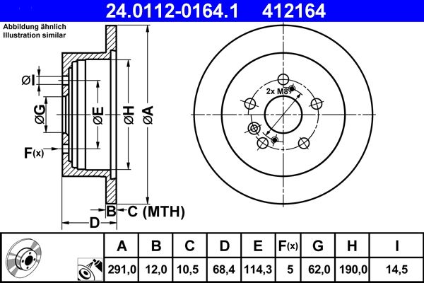 ATE 24.0112-0164.1 Brake disc