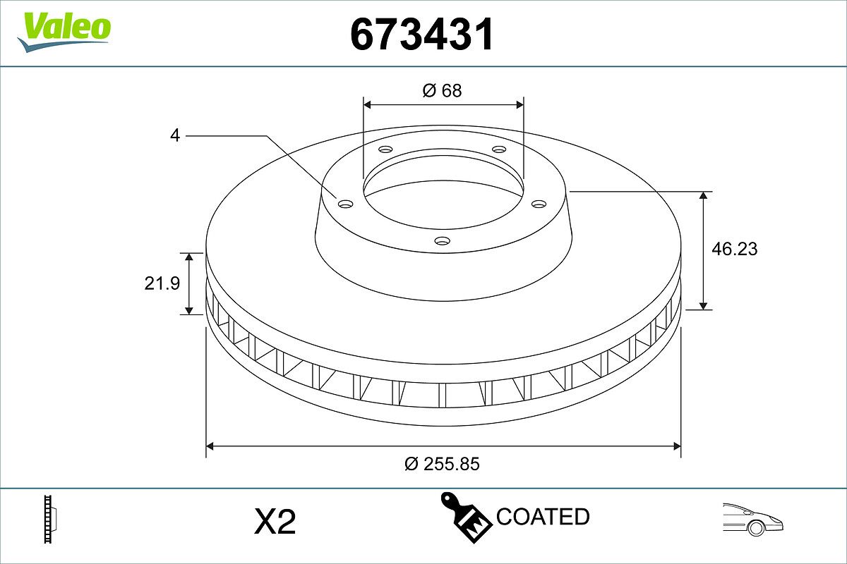 VALEO 673431 Brake disc