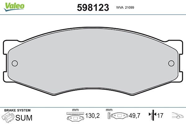 VALEO 598123 Brake pad set, disc brake