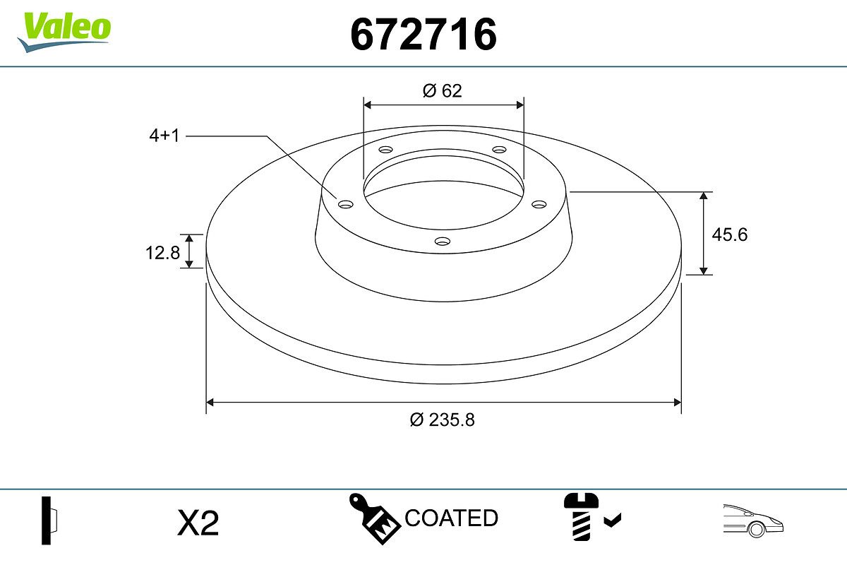 VALEO 672716 Brake disc