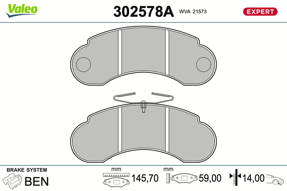 VALEO 302578A Brake pad set, disc brake