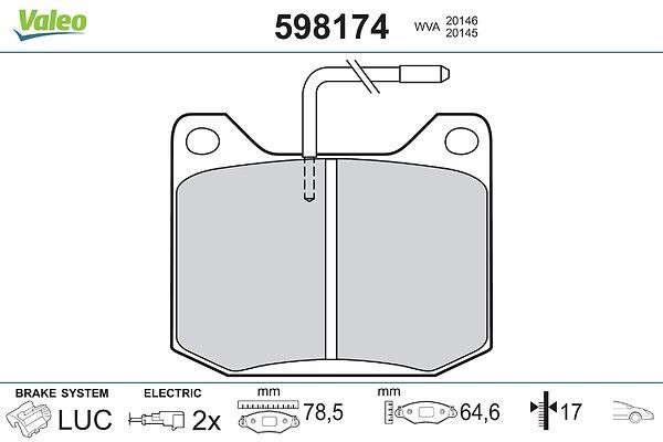 VALEO 598174 Brake pad set, disc brake