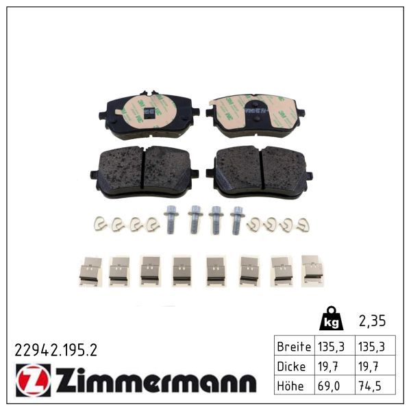 ZIMMERMANN 22942.195.2 Brake pad set, disc brake