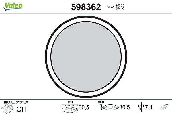 VALEO 598362 Brake pad set, disc parking brake