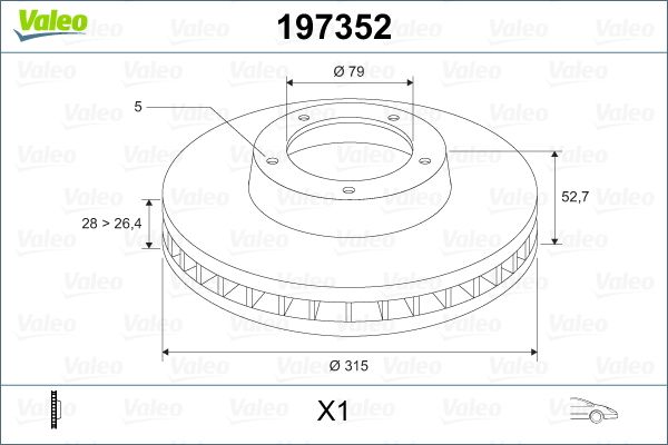 VALEO 197352 Brake disc