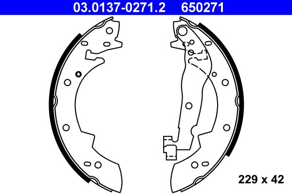 ATE 03.0137-0271.2 Brake shoe set
