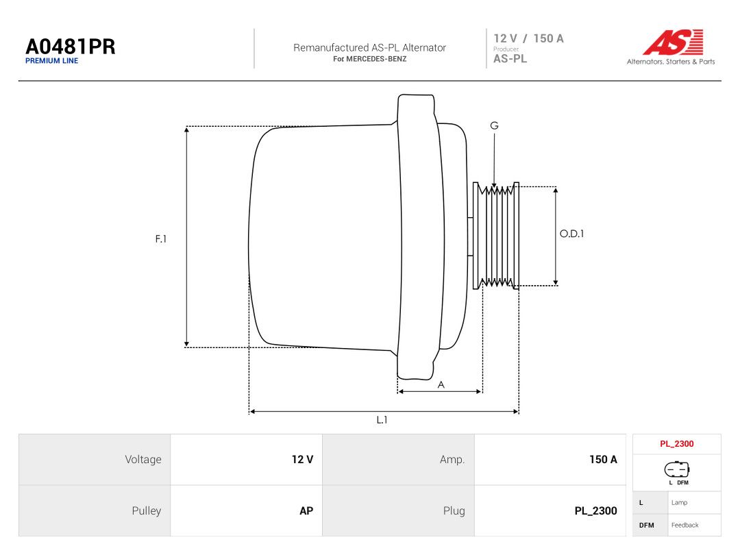 AS-PL A0481PR Alternator